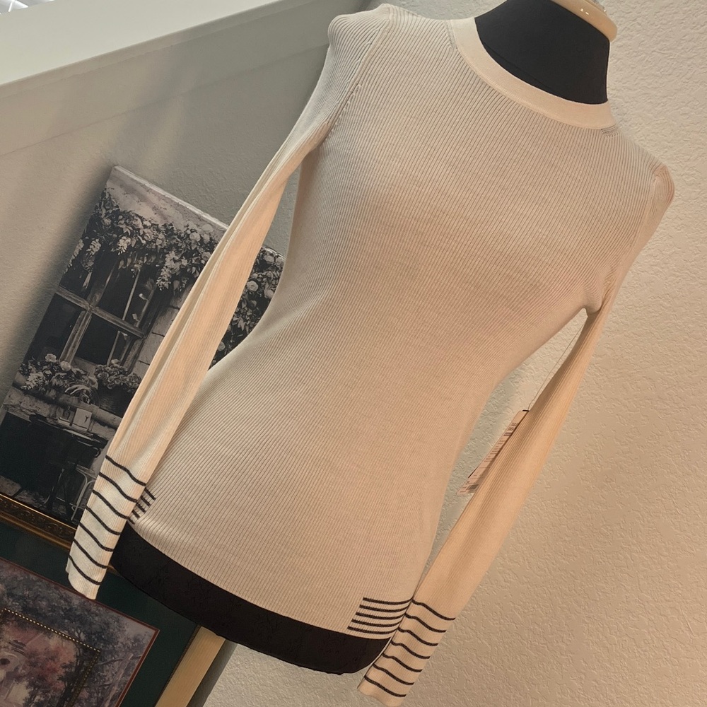 Athleta Ivory Ribbed Knit Top